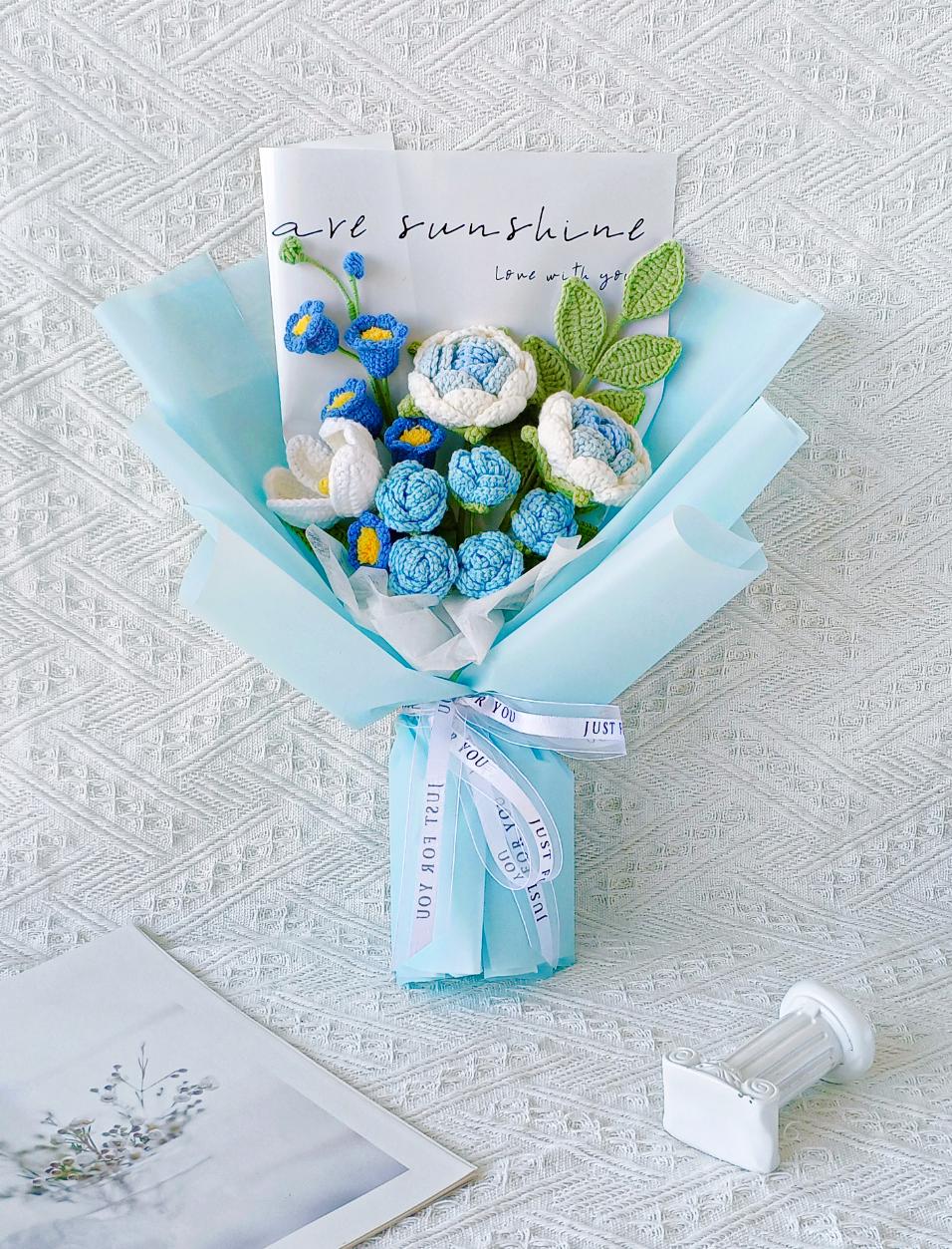 Handmade Knitted Rose Bouquet – Everlasting Yarn Flowers, Wedding Decor