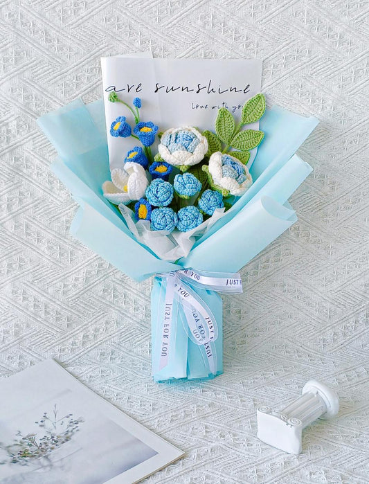 Handmade Knitted Rose Bouquet – Everlasting Yarn Flowers, Wedding Decor