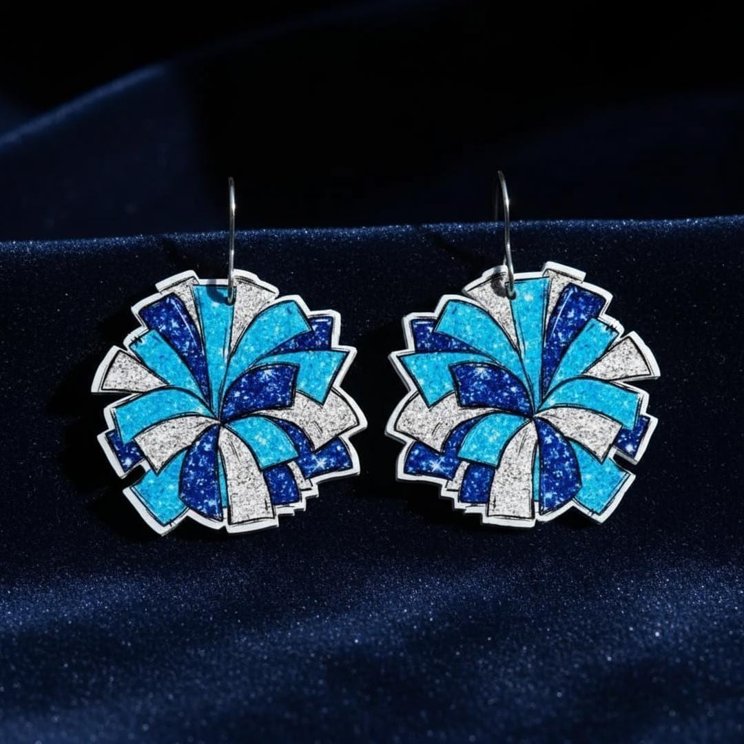 Cheerleader Pom Pom Earrings Dance Team Jewelry Spirit Squad Gift Pep Rally Earrings Cheer Mom Accessory Game Day Cheer Jewelry