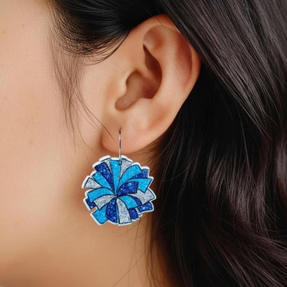 Cheerleader Pom Pom Earrings Dance Team Jewelry Spirit Squad Gift Pep Rally Earrings Cheer Mom Accessory Game Day Cheer Jewelry
