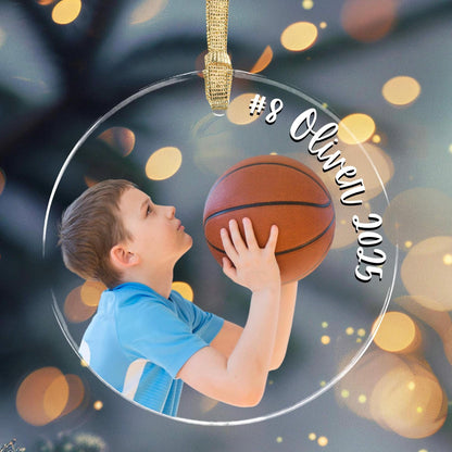 Custom Basketball Photo Ornament Personalized Christmas Keepsake with Player Name and Number Gift for Sports Mom or Grandparents