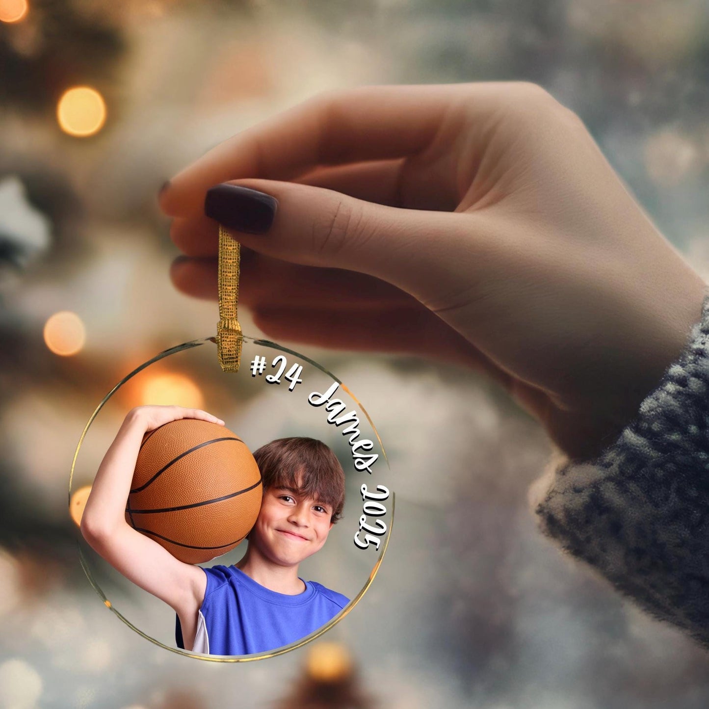 Custom Basketball Photo Ornament Personalized Christmas Keepsake with Player Name and Number Gift for Sports Mom or Grandparents
