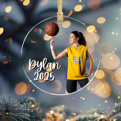Personalized Basketball Photo Ornament Senior Night Banquet End of Season Gift Custom Team Christmas Ornament with Player Name and Number
