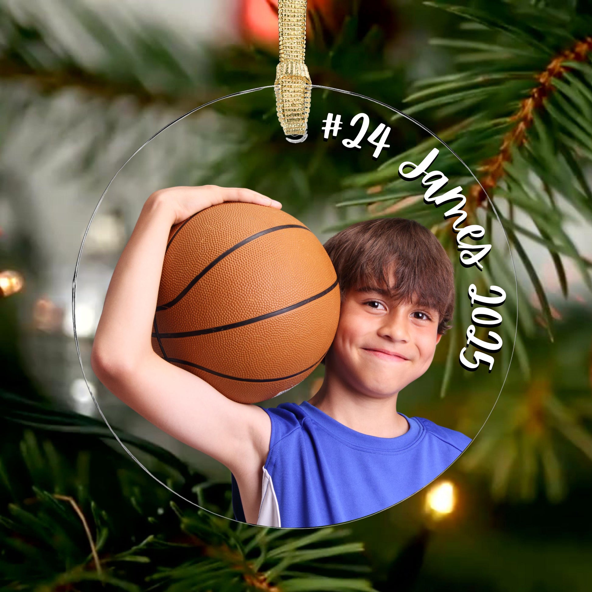 Custom Basketball Photo Ornament Personalized Christmas Keepsake with Player Name and Number Gift for Sports Mom or Grandparents