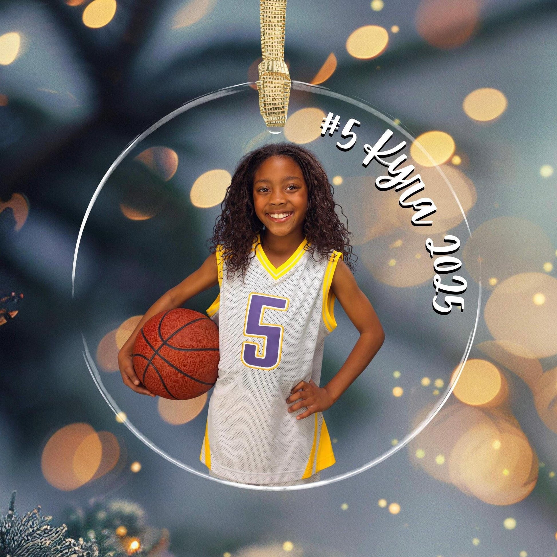 Custom Basketball Photo Ornament Personalized Christmas Keepsake with Player Name and Number Gift for Sports Mom or Grandparents