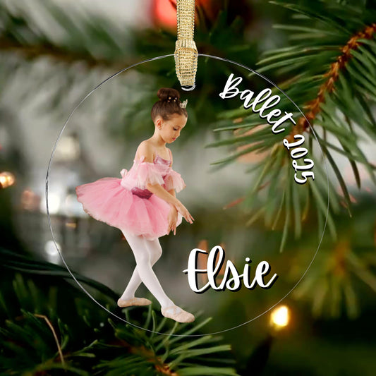 Personalized Ballerina Photo Ornament Custom Ballet Christmas Ornament Dance Recital Keepsake Gift for Girl Dancers and Dance Mom
